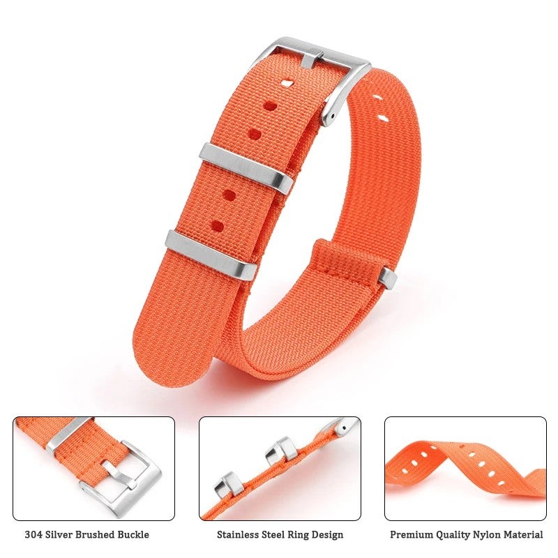 Bluejw Fast Shipping 100% Nylon Watch Strap – Replace Your Watch Band with Durable Seat Belt Canvas Ribbed Striped Strap for 18mm 20mm 22mm 24mm Watches - Image 4