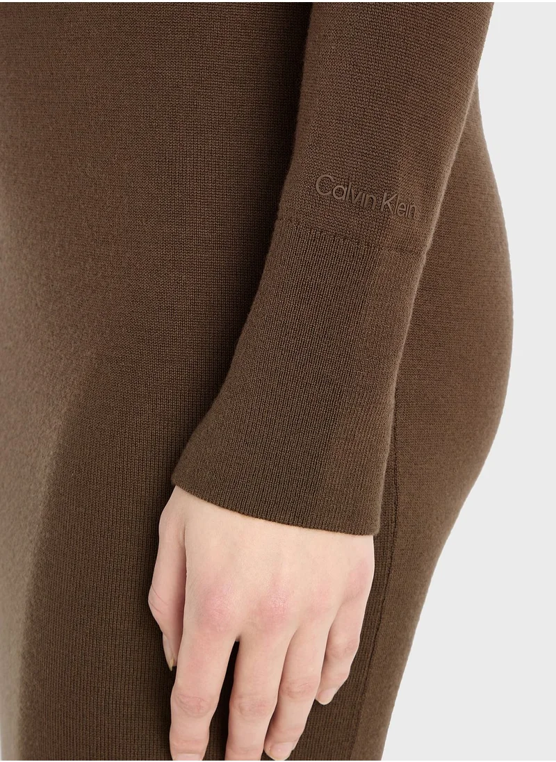CALVIN KLEIN High Neck Knitted Dress