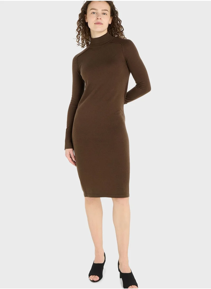 CALVIN KLEIN High Neck Knitted Dress
