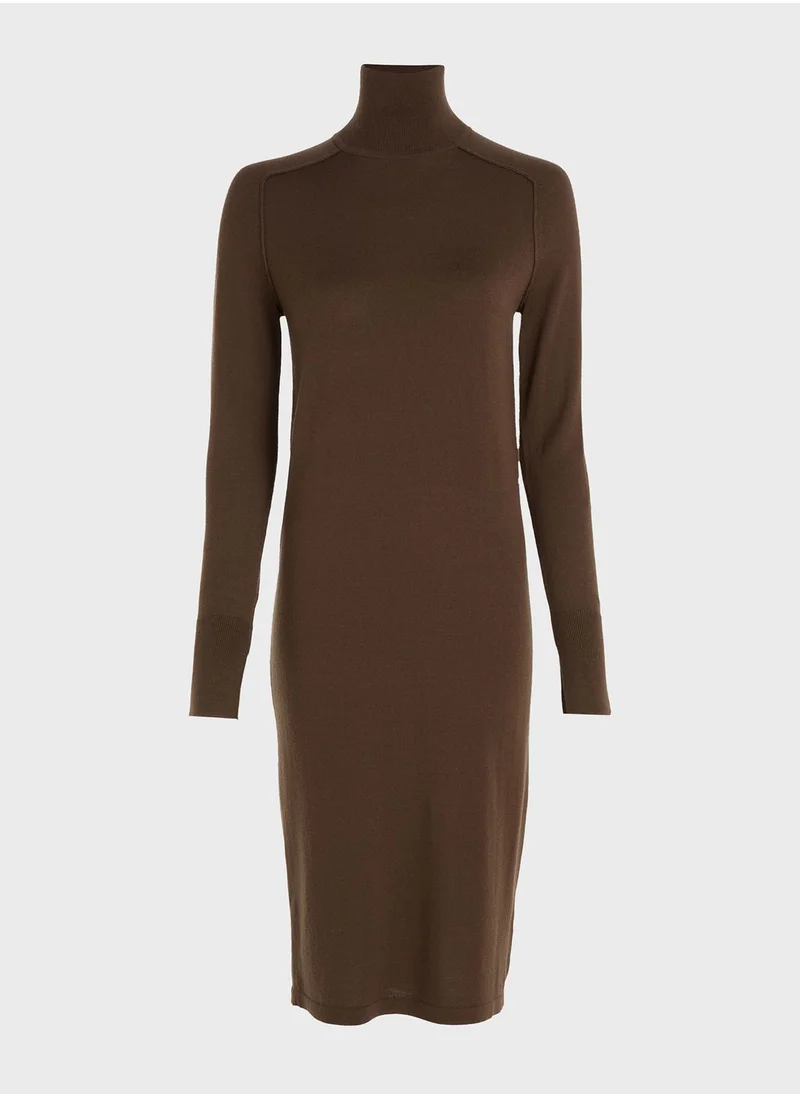 CALVIN KLEIN High Neck Knitted Dress