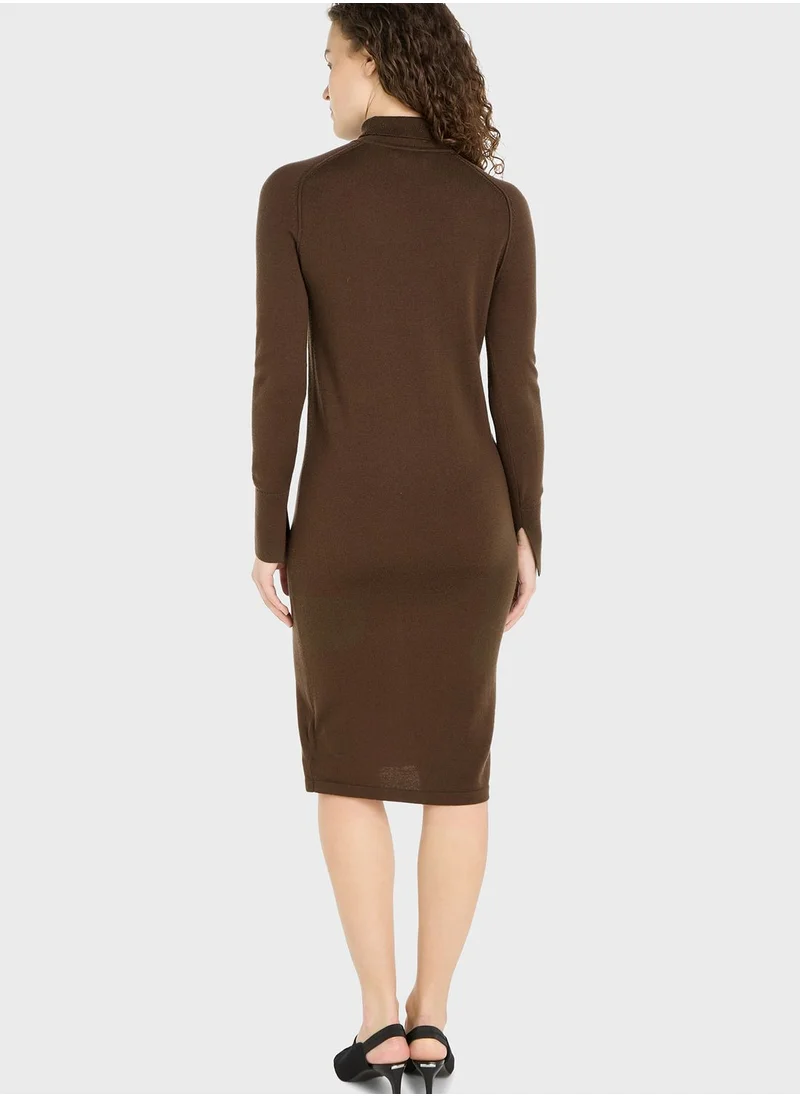 CALVIN KLEIN High Neck Knitted Dress