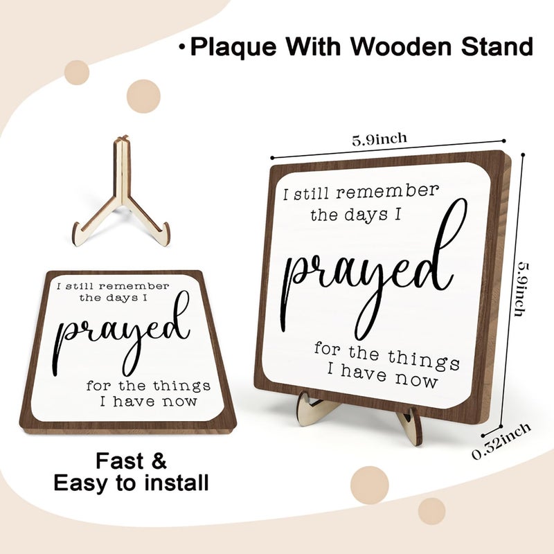 DMADNF I Still Remember the Days I Prayed Wooden Sign, Christian Sign Home Decor Wooden Plaque for Rustic Home Farmhouse Office Living Room Desk Shelf Decor (White&Brown, 5.9x5.9inches) - Image 2