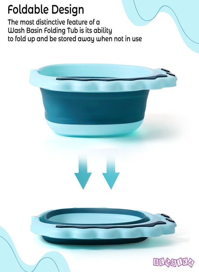 Bembika Baby Essential Baby Wash Basin Foldable Lightweight Portable Multipurpose Wash Basin for Baby, Toddler & Kids - (Blue) - Image 3