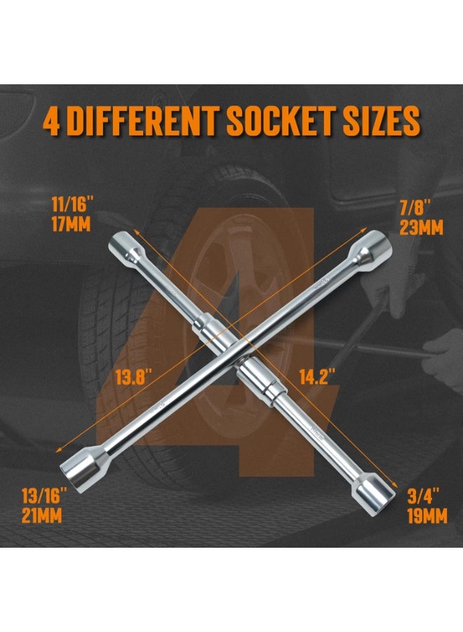 4-Way Foldable Wheel Nut Wrench – Durable Multi-Size Tool for Daily Use - Image 2