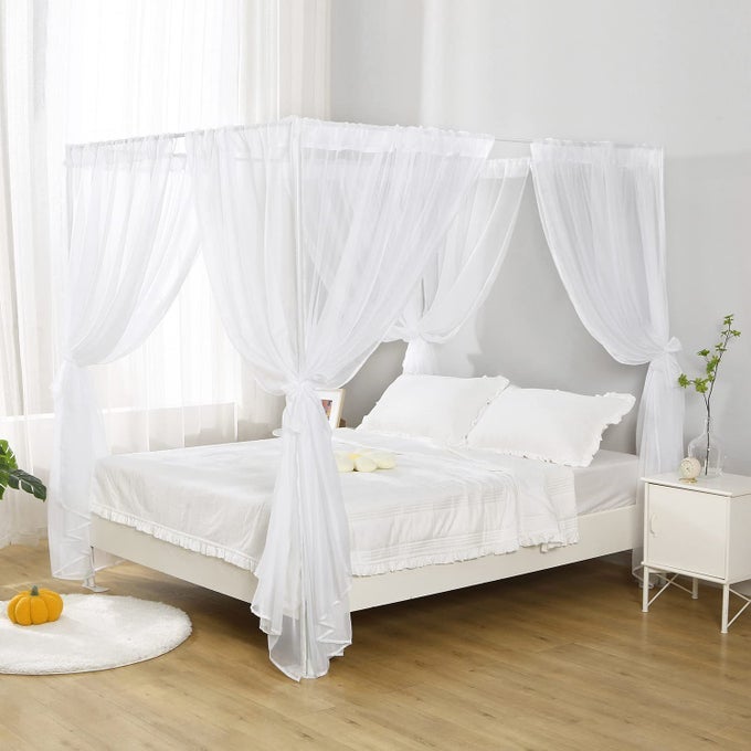 WHITE CANOPY BED CURTAIN FOR TWIN BED SOFT BED CANOPY SCARF FOR GIRLS ADULTS TWIN WHITE