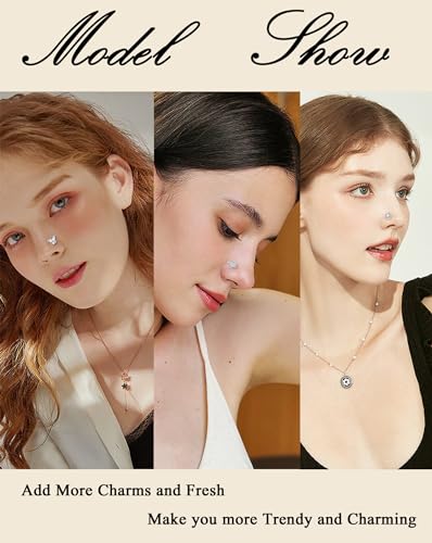 Tornito 16Pcs Nose Rings L Shaped Nose Stud Stainless Steel Butterfly Flower Leaf Heart Moon Dangle Nose Stud Ring Body Piercing Jewelry for Women Men 20G Clear CZ - Image 4