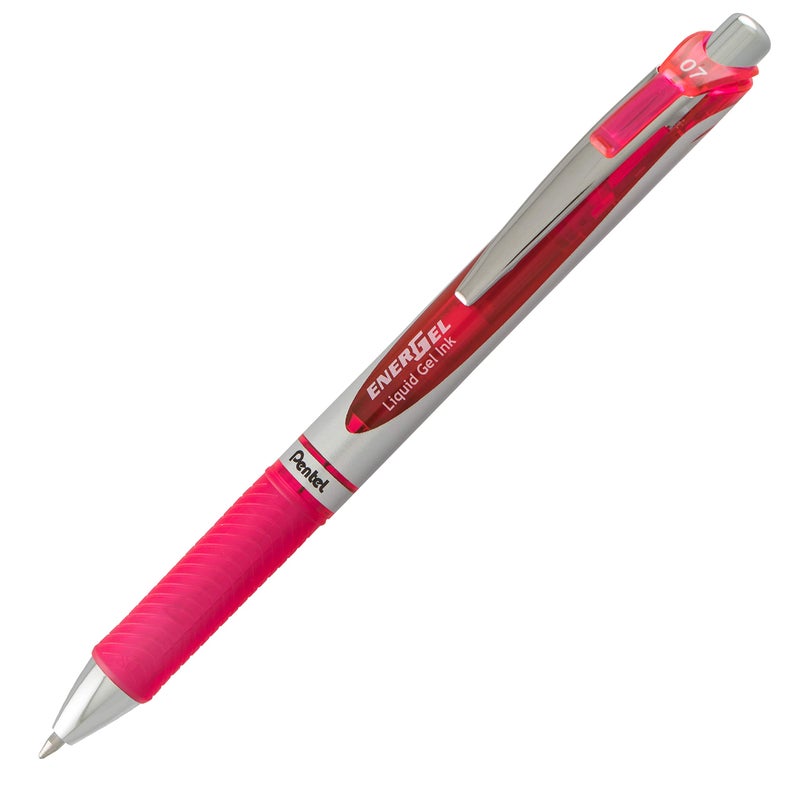 Pentel EnerGel Deluxe RTX Retractable Liquid Gel Pen, Medium Line, Metal Tip, Pink Ink, Box of 12 (BL77-P) - Image 3