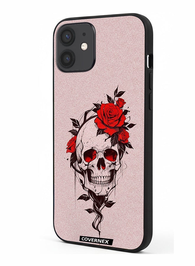 Covernex Apple iPhone 12 Protective Case Cover Printed Featuring Fine Line Art with Rose - Image 1