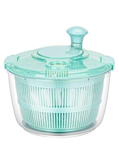 Salad Spinner Large Lettuce Dryer Spinner Quick Dry Design BPA Free Fruit Dehydrator with Bowl, Non-Slip Mat and Safety Lid Lock (Blue)