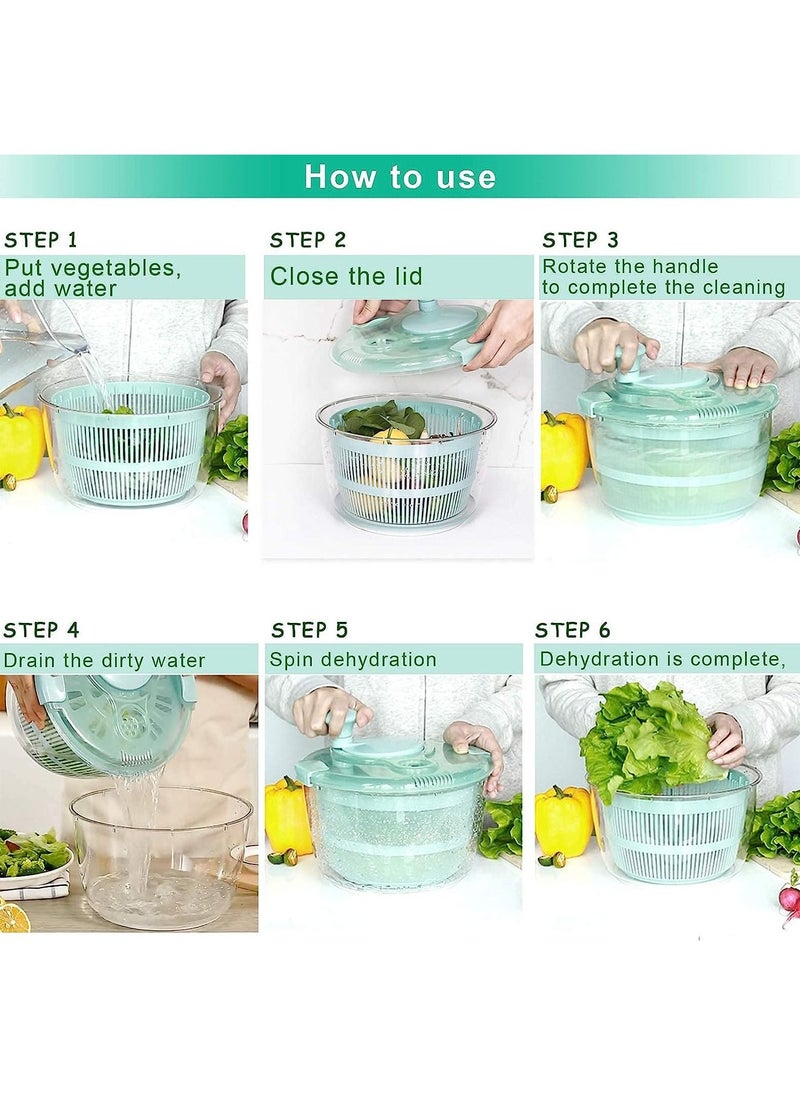 Arabest - Salad Spinner Large Lettuce Dryer Spinner Quick Dry Design BPA Free Fruit Dehydrator with Bowl, Non-Slip Mat and Safety Lid Lock (Blue) - Image 1