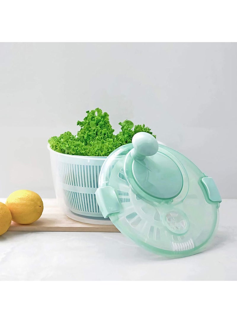 Arabest - Salad Spinner Large Lettuce Dryer Spinner Quick Dry Design BPA Free Fruit Dehydrator with Bowl, Non-Slip Mat and Safety Lid Lock (Blue) - Image 1