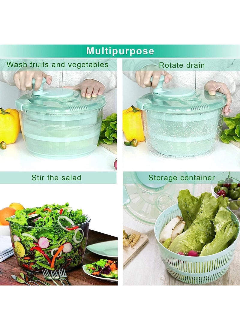 Arabest - Salad Spinner Large Lettuce Dryer Spinner Quick Dry Design BPA Free Fruit Dehydrator with Bowl, Non-Slip Mat and Safety Lid Lock (Blue) - Image 1