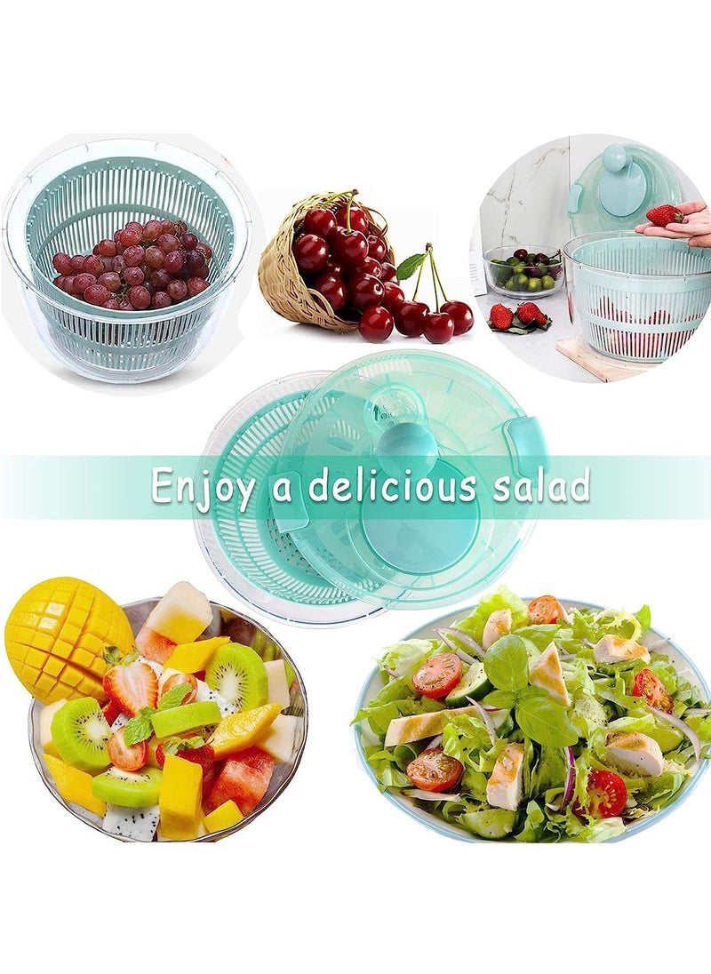 Arabest - Salad Spinner Large Lettuce Dryer Spinner Quick Dry Design BPA Free Fruit Dehydrator with Bowl, Non-Slip Mat and Safety Lid Lock (Blue) - Image 1