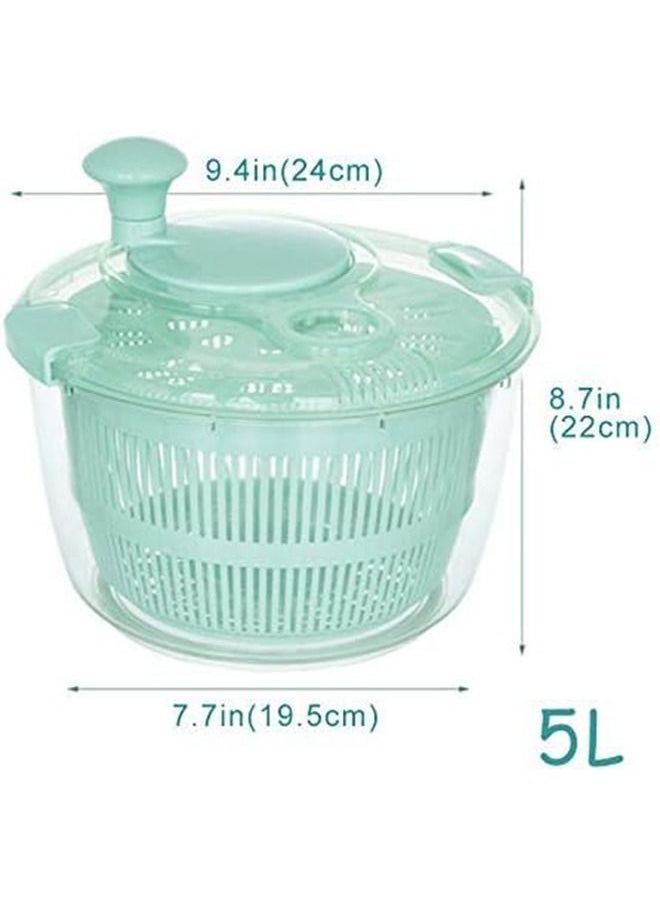 Arabest - Salad Spinner Large Lettuce Dryer Spinner Quick Dry Design BPA Free Fruit Dehydrator with Bowl, Non-Slip Mat and Safety Lid Lock (Blue) - Image 1