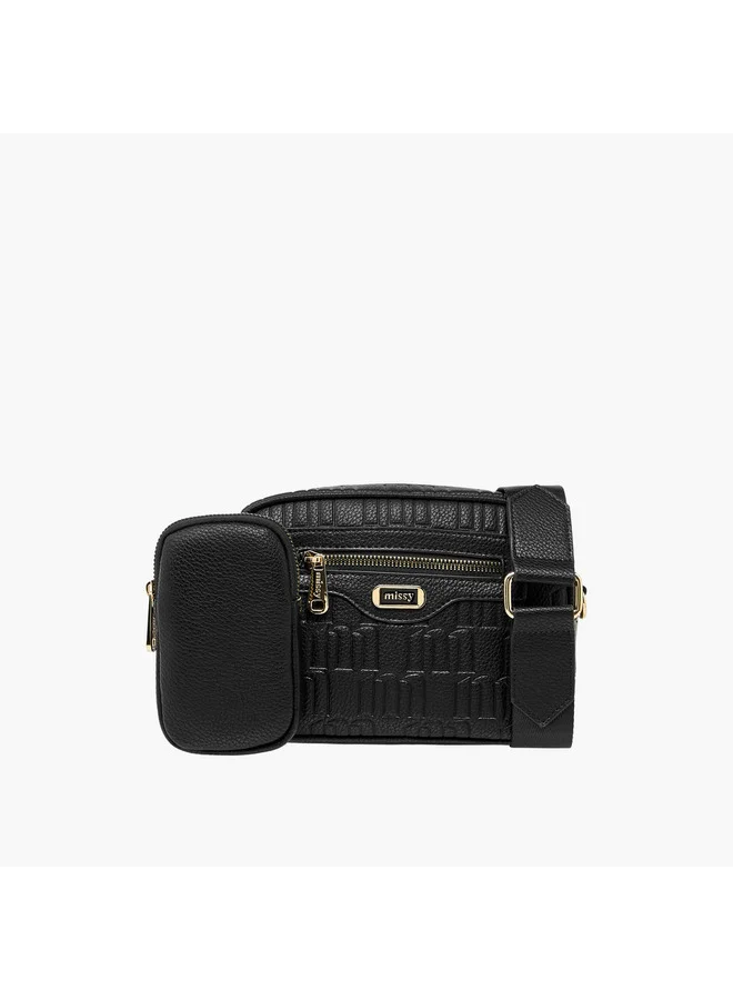 MISSY Women Monogram Embossed Crossbody Bag with Pouch and Adjustable Strap