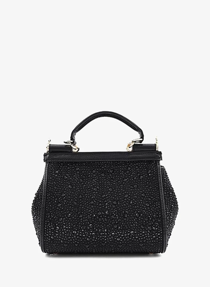 Cuple Black Cuple Textured Zip Shoulder Bag for Women | Best Price UAE
