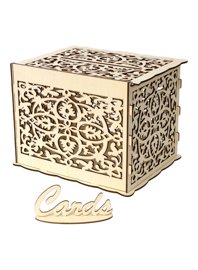 NIBEMINENT 3-Piece Wood Decorative Card Box With Lock And Sign Set 32.8x26.3x4.0centimeter - Image 2