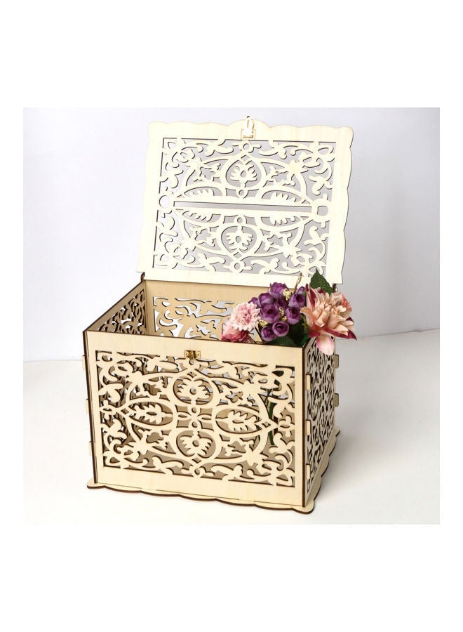 NIBEMINENT 3-Piece Wood Decorative Card Box With Lock And Sign Set 32.8x26.3x4.0centimeter - Image 3
