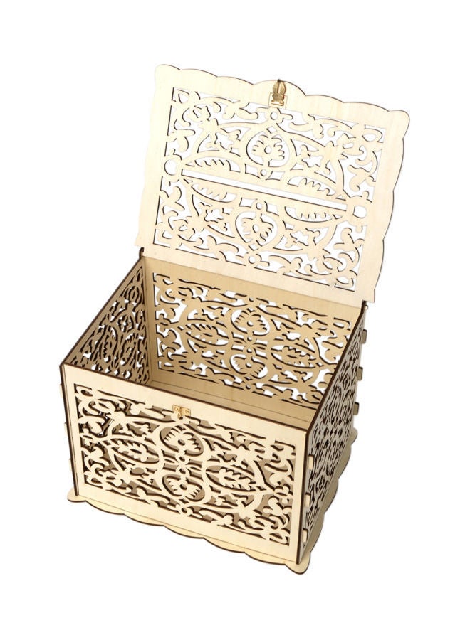 NIBEMINENT 3-Piece Wood Decorative Card Box With Lock And Sign Set 32.8x26.3x4.0centimeter - Image 4