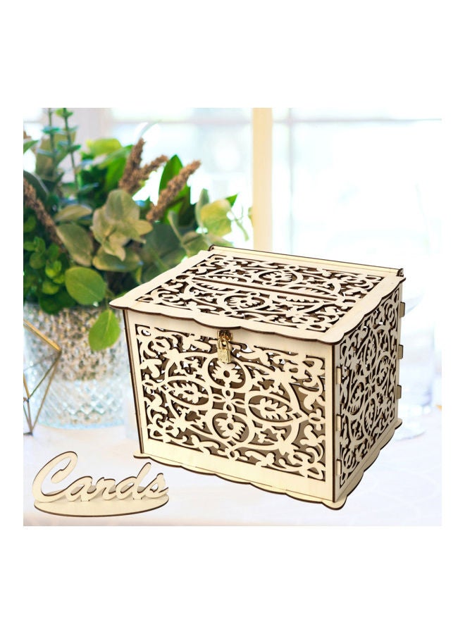 NIBEMINENT 3-Piece Wood Decorative Card Box With Lock And Sign Set 32.8x26.3x4.0centimeter - Image 5