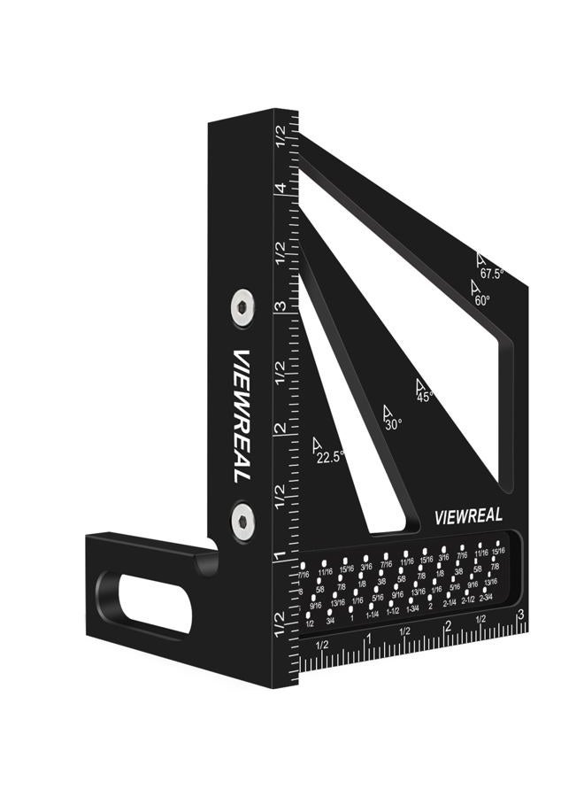ViewReal Multi-Angle Measuring Ruler,3D Woodworking Square, 22.5-90 Degree Aluminum Alloy Protractor for Precision Carpentry, Engineering & DIY Projects, Laser Etched, Durable, Portable - Black - Image 1