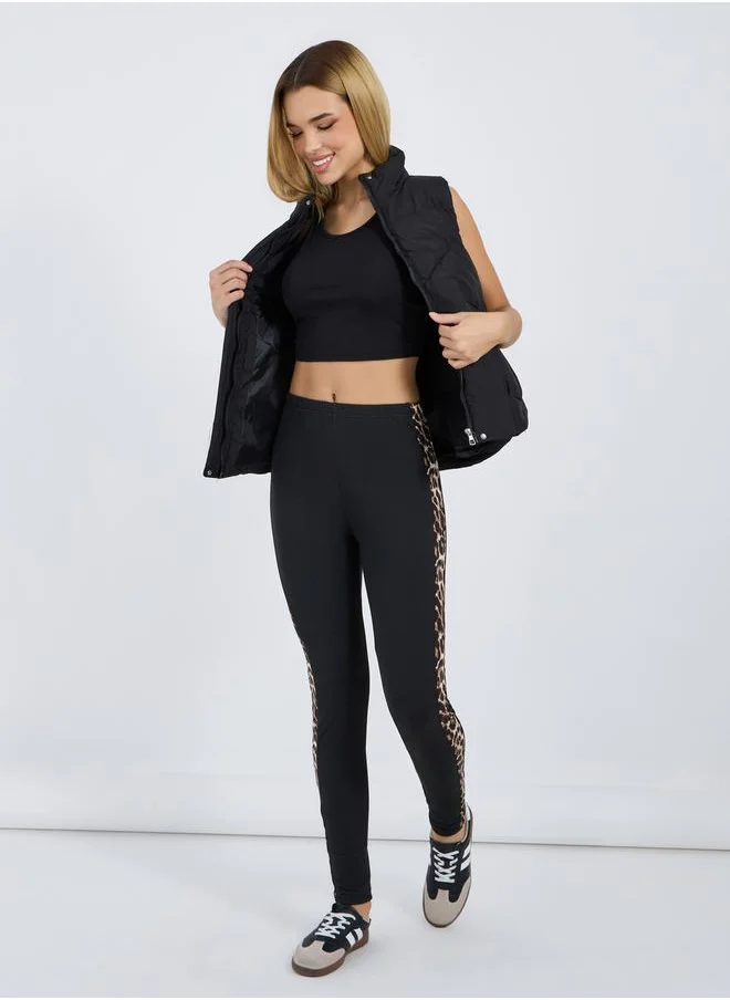 Styli Side Animal Print Detail Leggings