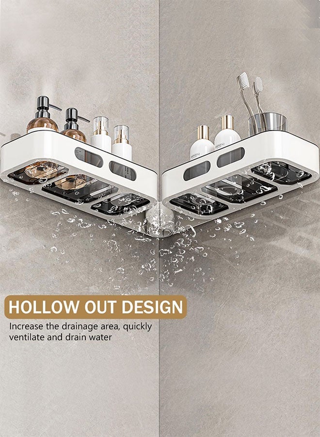 2 Pack Shower Caddy , Adhesive Rustproof Shelves Rack for Shampoo, Soap, Lotions, Cosmetics, No Drilling Wall-Mounted, Large Capacity Bathroom Organizers and Storage, Premium Wall Mount Bathroom Organizer Shelf - Upgraded Rustproof Kitchen Storage Rack for Inside Shower Rack& Bathroom Storage&Home Decor - Image 5