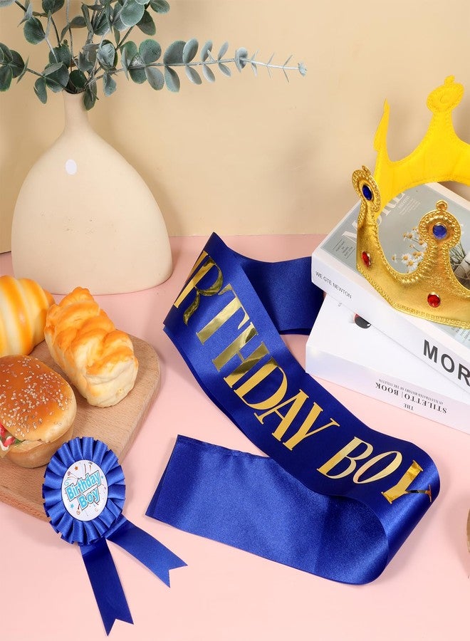 Exircy Birthday King Crown and Sash, Birthdays Crowns Party Set Birthday Sash and Button Pins Birthdays Decorations for Boys Theme - Image 3