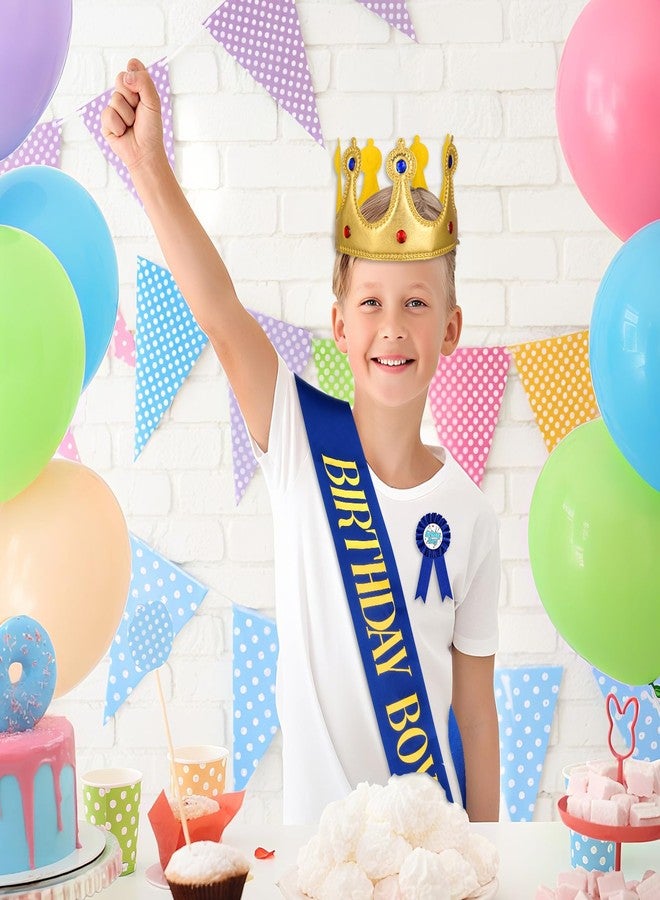 Exircy Birthday King Crown and Sash, Birthdays Crowns Party Set Birthday Sash and Button Pins Birthdays Decorations for Boys Theme - Image 4