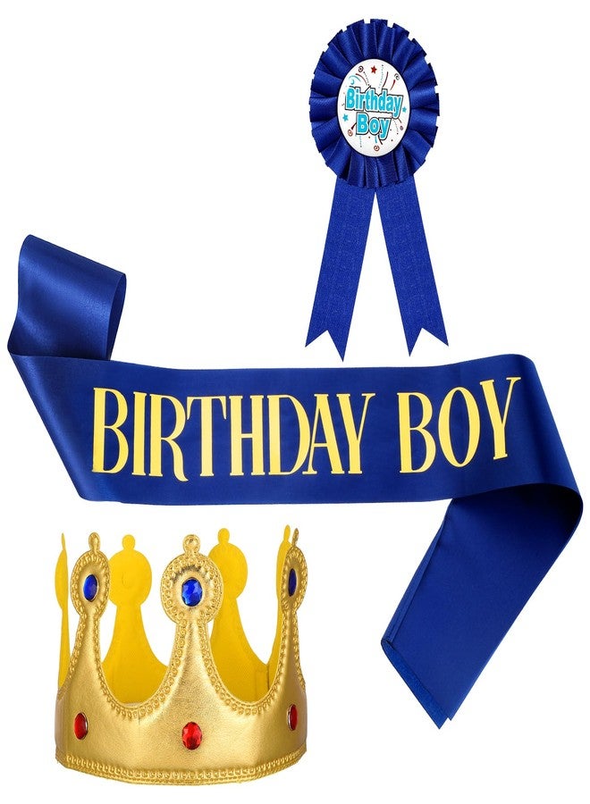 Exircy Birthday King Crown and Sash, Birthdays Crowns Party Set Birthday Sash and Button Pins Birthdays Decorations for Boys Theme - Image 1