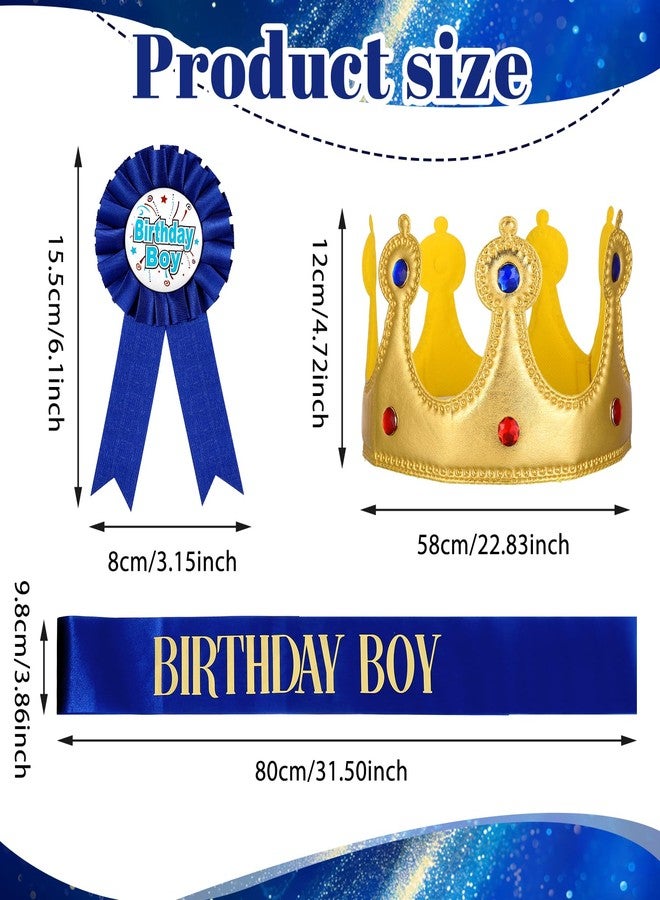 Exircy Birthday King Crown and Sash, Birthdays Crowns Party Set Birthday Sash and Button Pins Birthdays Decorations for Boys Theme - Image 2