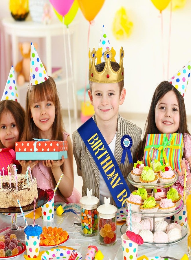 Exircy Birthday King Crown and Sash, Birthdays Crowns Party Set Birthday Sash and Button Pins Birthdays Decorations for Boys Theme - Image 5