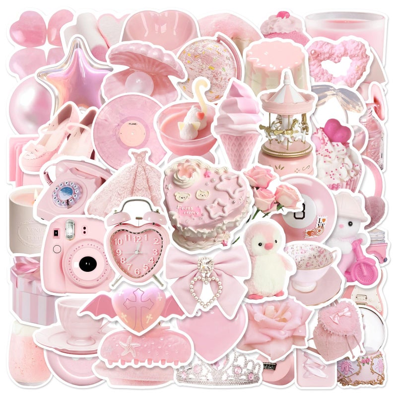 ZJSXINDI Stickers Aesthetic Waterproof Laptop Stickers Decals for Water Bottle Vintage Scrapbook Stickers for Journals Supplies Journal Planners (Pale Pink) - Image 1