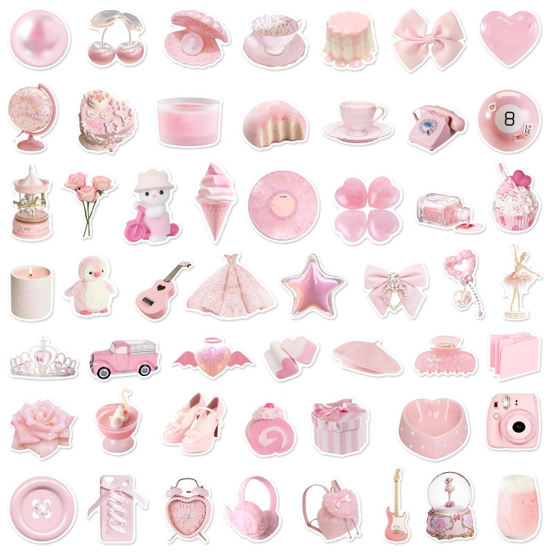 ZJSXINDI Stickers Aesthetic Waterproof Laptop Stickers Decals for Water Bottle Vintage Scrapbook Stickers for Journals Supplies Journal Planners (Pale Pink) - Image 3