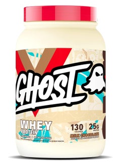 Ghost GHOST Whey Protein Powder, Milk Chocolate - 2LB Tub, 25G of Protein - Flavored Isolate, Concentrate & Hydrolyzed Whey Protein Blend - Post Workout Shakes - Soy & Gluten Free 