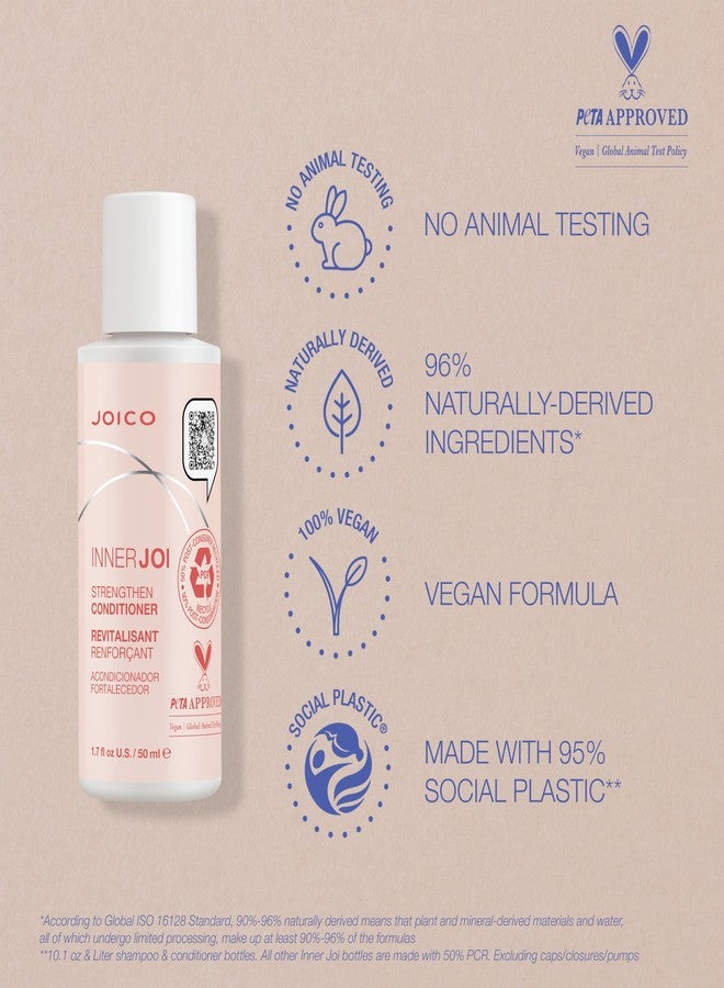 Joico InnerJoi Strengthen Conditioner | For Damaged, Color-Treated Hair | Sulfate & Paraben Free | Naturally-Derived Vegan Formula | 1.7 Fl Oz - Image 5