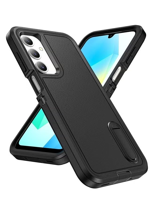 جراب حماية متين لهاتف سامسونج جالاكسي A16 5G/4G مع مسند، حماية فائقة ضد الصدمات والخدوش، تصميم نحيف وخفيف الوزن، غطاء صلب متين لهاتف سامسونج جالاكسي A16 بشاشة 6.7 بوصة، أسود - Image 1