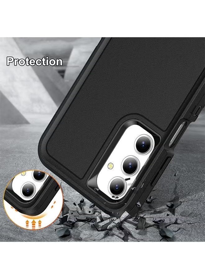 جراب حماية متين لهاتف سامسونج جالاكسي A16 5G/4G مع مسند، حماية فائقة ضد الصدمات والخدوش، تصميم نحيف وخفيف الوزن، غطاء صلب متين لهاتف سامسونج جالاكسي A16 بشاشة 6.7 بوصة، أسود - Image 5