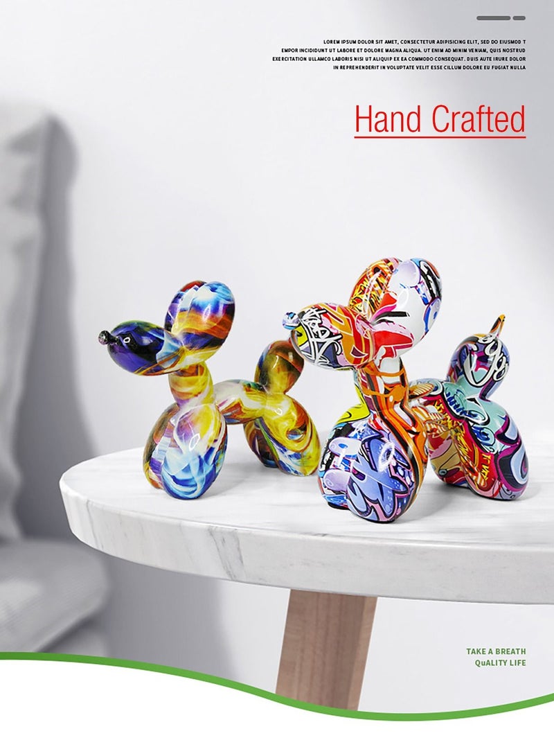 Merry Moments Home Decor Sculptures Collectible Figurines Stand Artwork Modern Graffiti Art for Home Decor Living Room Bedroom Office Retail Decoration Gift Balloon Dog Statue Resin L22xH18xW8.5 cm - Image 3