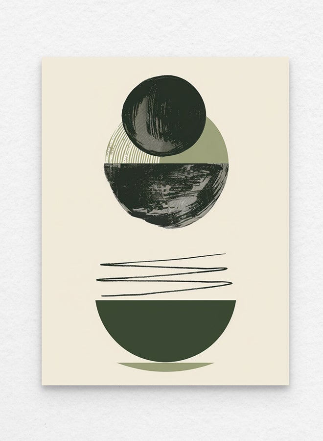 Art Decor Art Decor Minimalist Boho Art Olive Green and Black Circles with Matboard Wall Art Framed Fine Art Wall Décor for Living Room Bedroom Dining Room Office Gifting  - Image 3