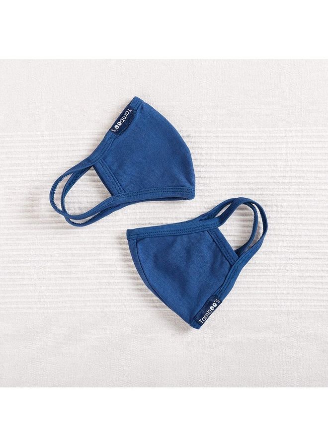 NIBEMINENT 2-Piece Eco Friendly Reusable Washable Soft Child Face Masks Deep Blue 26x10.5cm  - Image 1