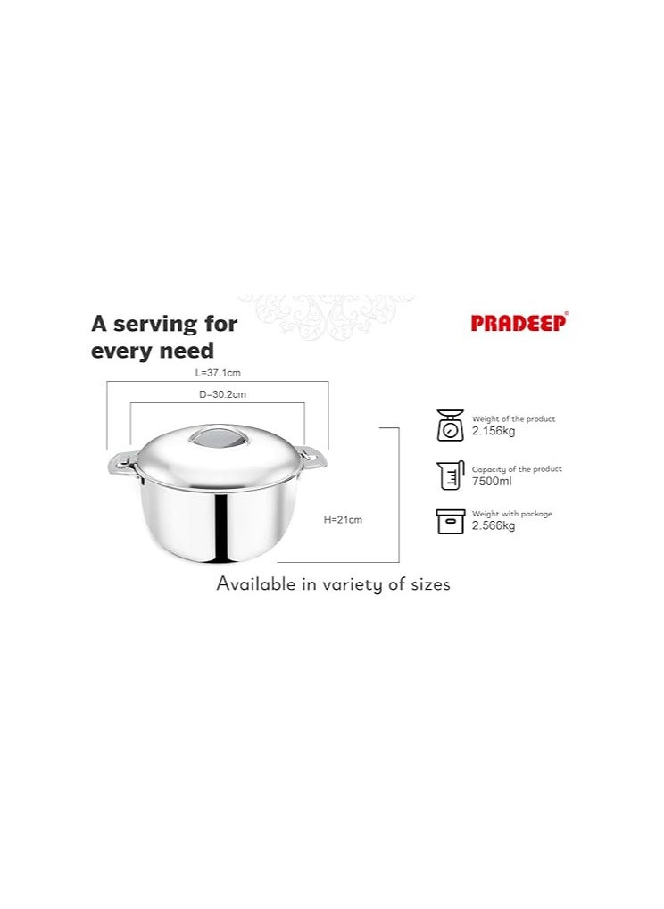 Atlasware Pradeep Orchid Stainless Steel Insulated Serving Casserole, 7500 ML  - Image 4