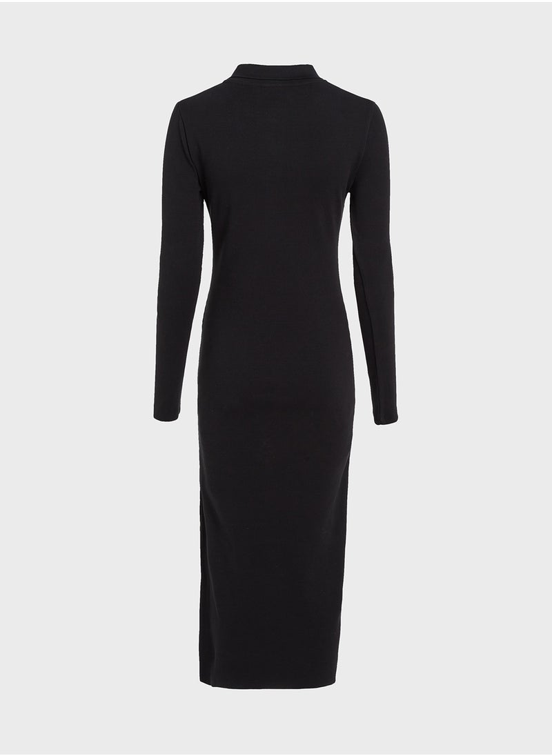 Calvin Klein Jeans - WOVEN LABEL RIB POLO LS DRESS - Image 1