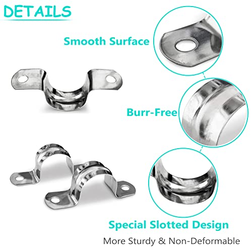 CUKAYO 142 Pcs Pipe Strap Clamp Assortment Kit, 304 Stainless Steel 2 Holes Rigid Pipe Strap U Braket Tube Pipe Strap Clamp - Image 3
