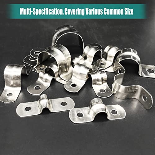 CUKAYO 142 Pcs Pipe Strap Clamp Assortment Kit, 304 Stainless Steel 2 Holes Rigid Pipe Strap U Braket Tube Pipe Strap Clamp - Image 5