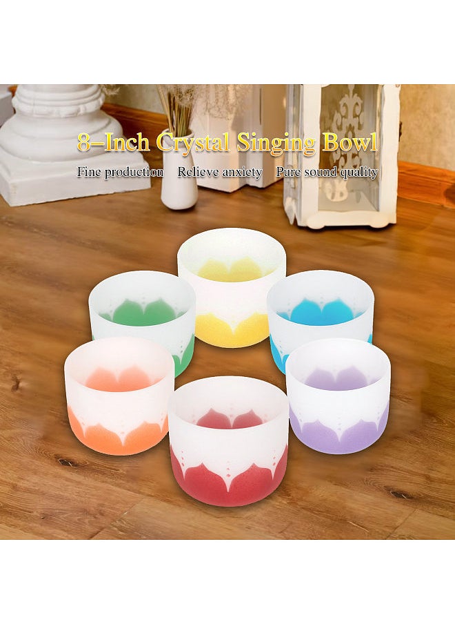Generic - 8 Inch Crystal Singing Bowl with Mallet & Rubber O-Ring for Music Making Musical Healing Meditation Yoga Home Office Decoration - Image 1