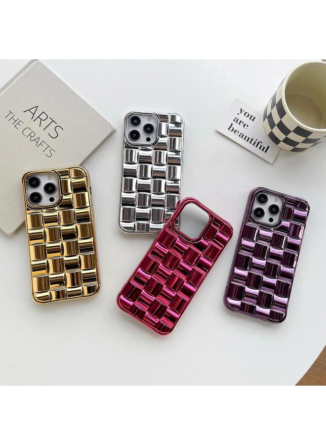 erorex Case For iPhone 12 Pro Max 3D Cube Weave Texture Electroplating Phone Case - Image 2