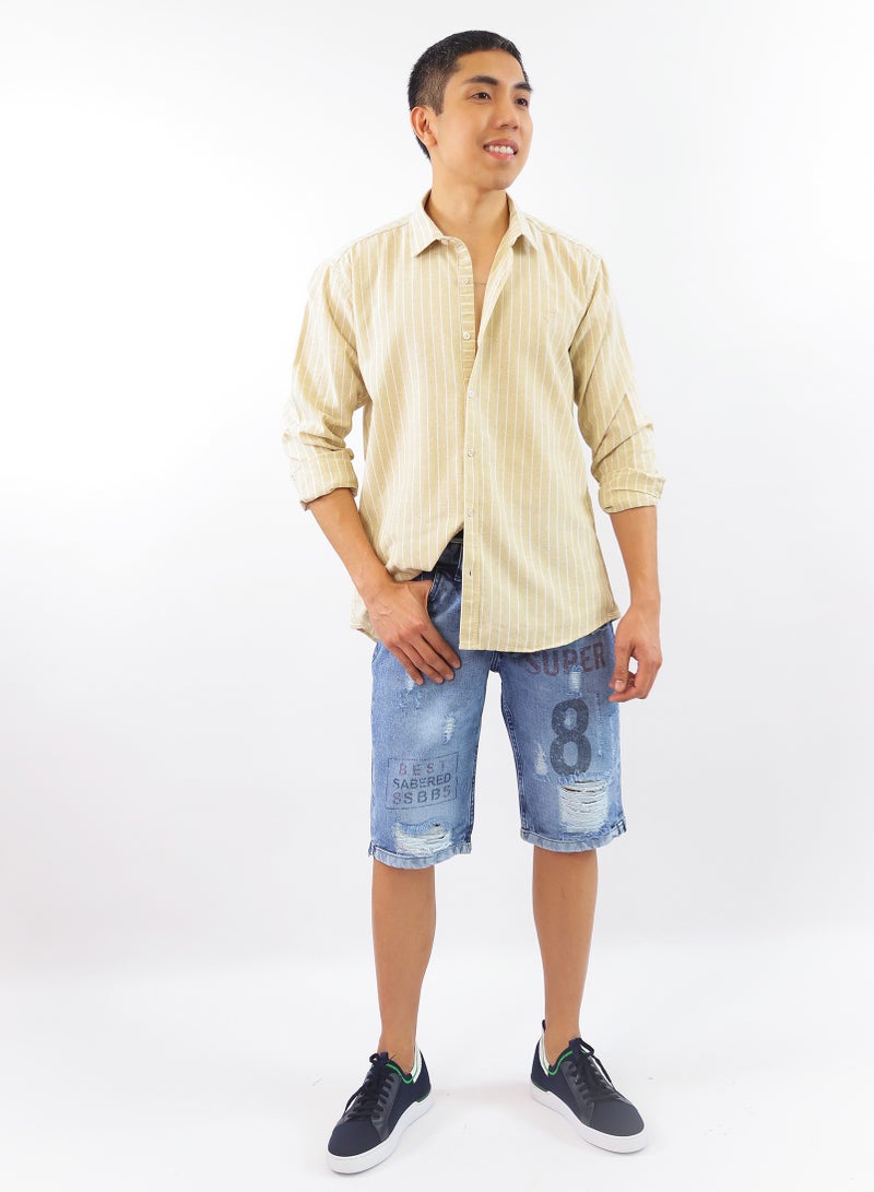 Levantino Men's Striped Slim Fit Long Sleeve Shirt - Image 4