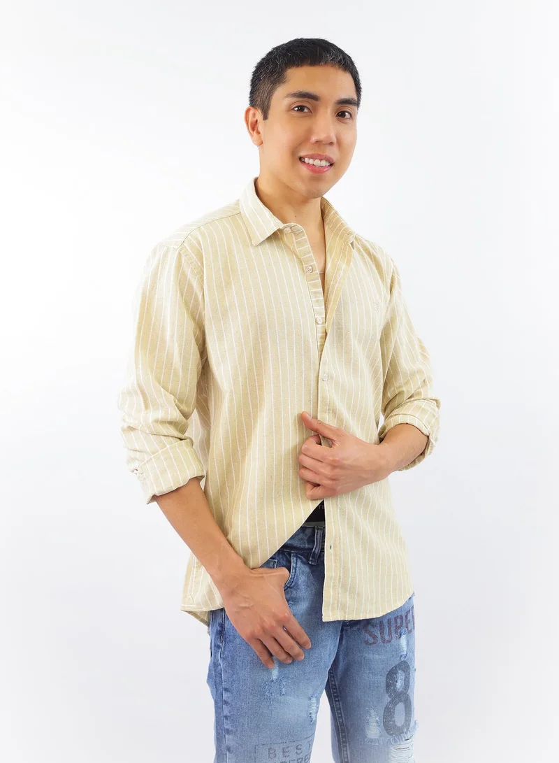 Levantino Men's Striped Slim Fit Long Sleeve Shirt