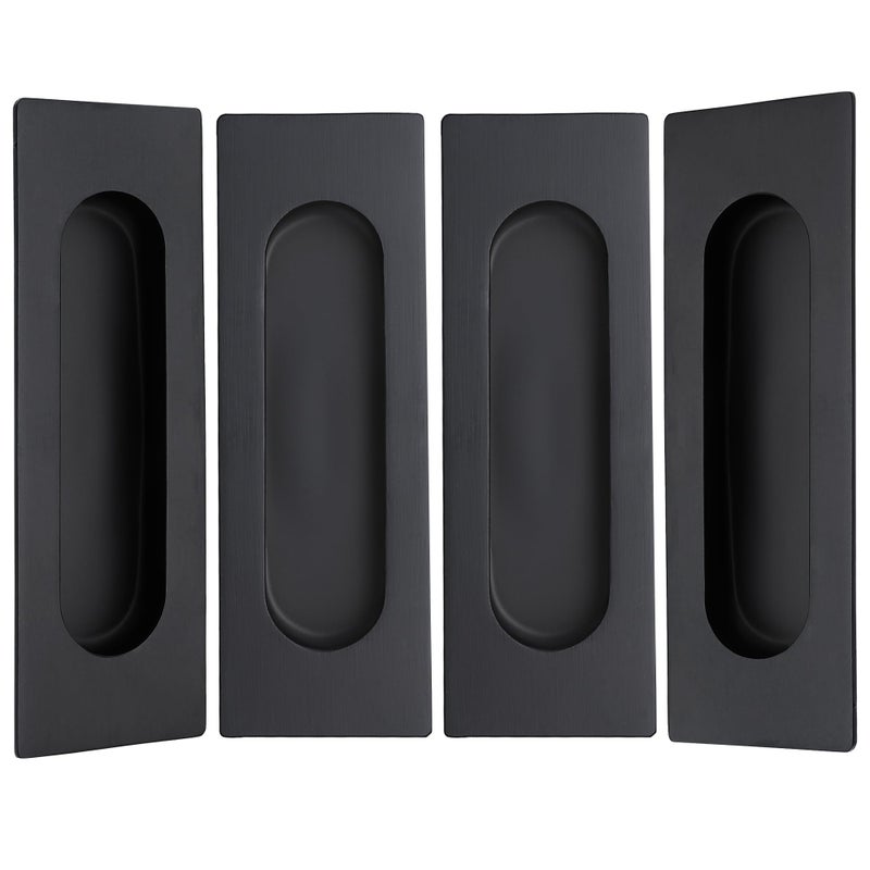 Malimali 472 Inch Recessed Finger Flush Pulls for Kitchen Cabinet Closet Sliding Cupboard Door Handle Matte Black Stainless Steel Rectangular Door Pulls Hardware 4 Pack - Image 2